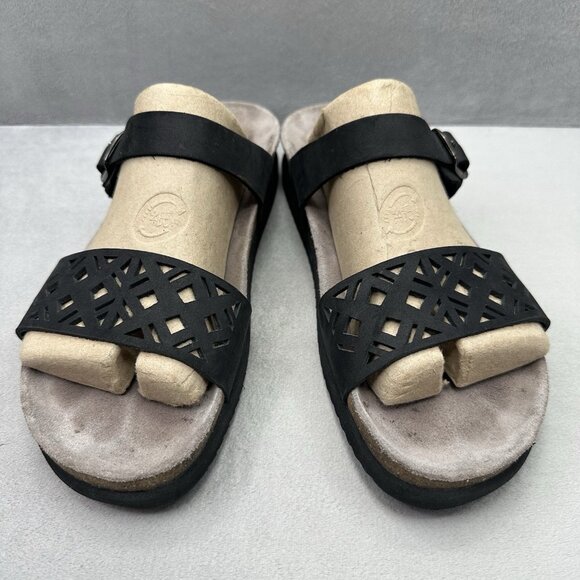 Mephisto Hirena Womens Size 11 (41) Slide Sandals Black Perforated Leather - Picture 2 of 9
